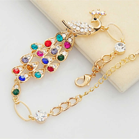 PEACOCK & Gold Waterfall-Tail Bracelet - Picture 8 of 11